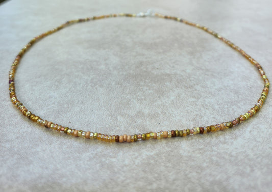 11/0 Gold Blend necklace tiny seed bead necklace