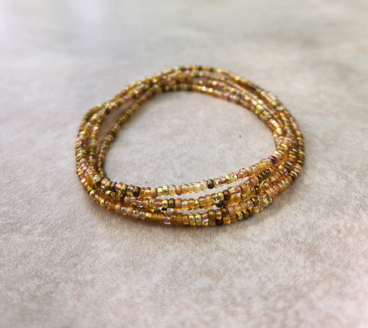 11/0 -WRAP- 36 inch Gold Blend Tiny Seed bead wrap bracelet