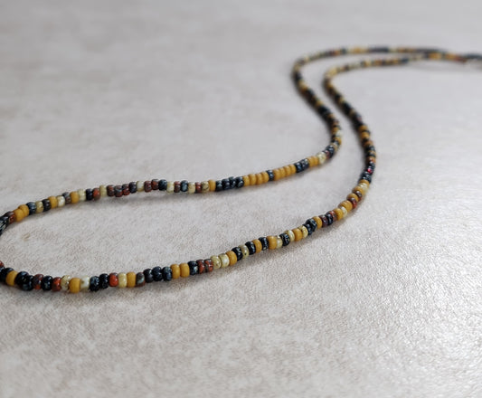 11/0 Sunflower Picasso Miyuki necklace tiny seed bead necklace