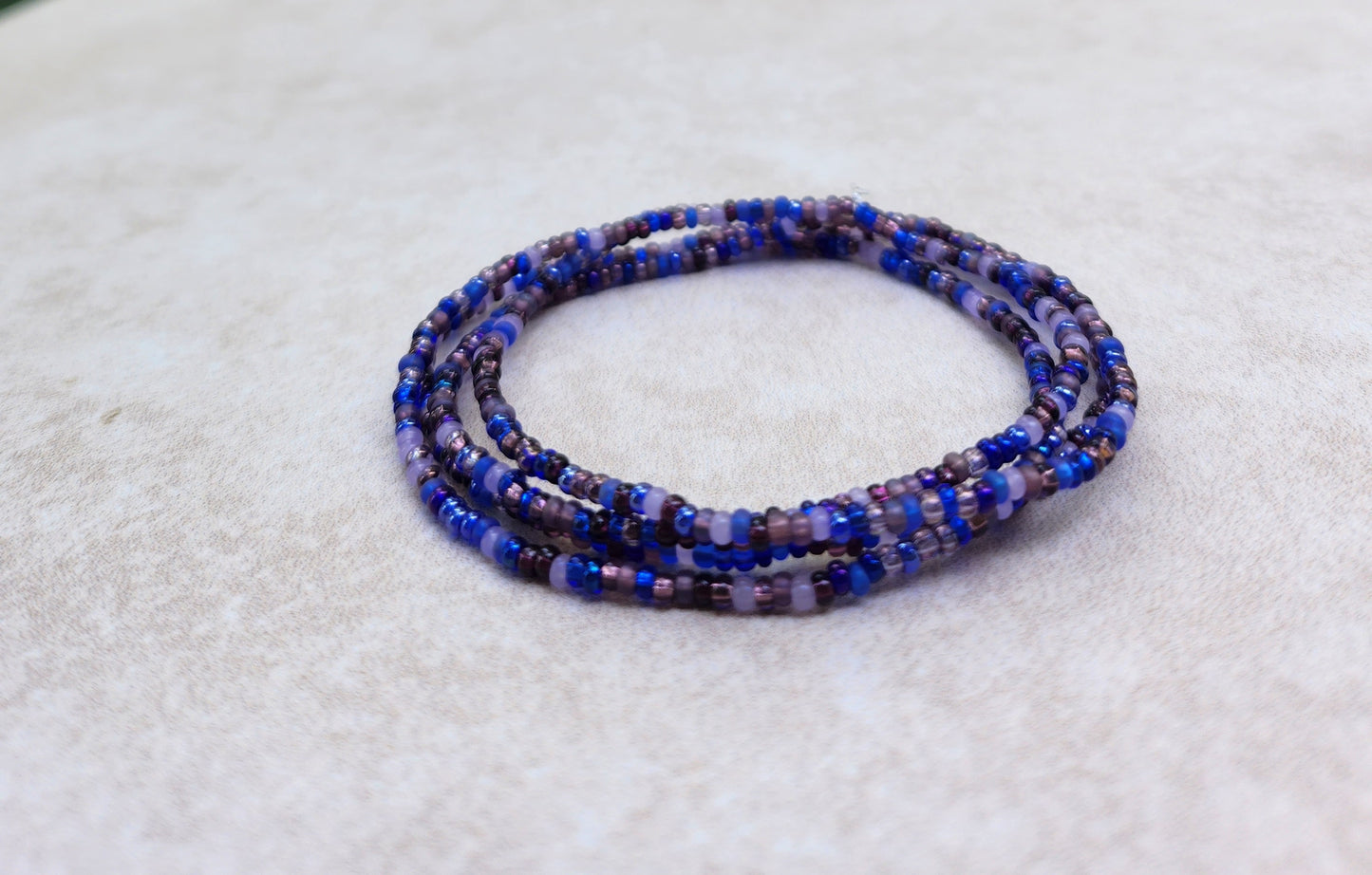 11/0 -WRAP- 25 inch Mystic Tiny Seed bead wrap bracelet, shades of blue and purple