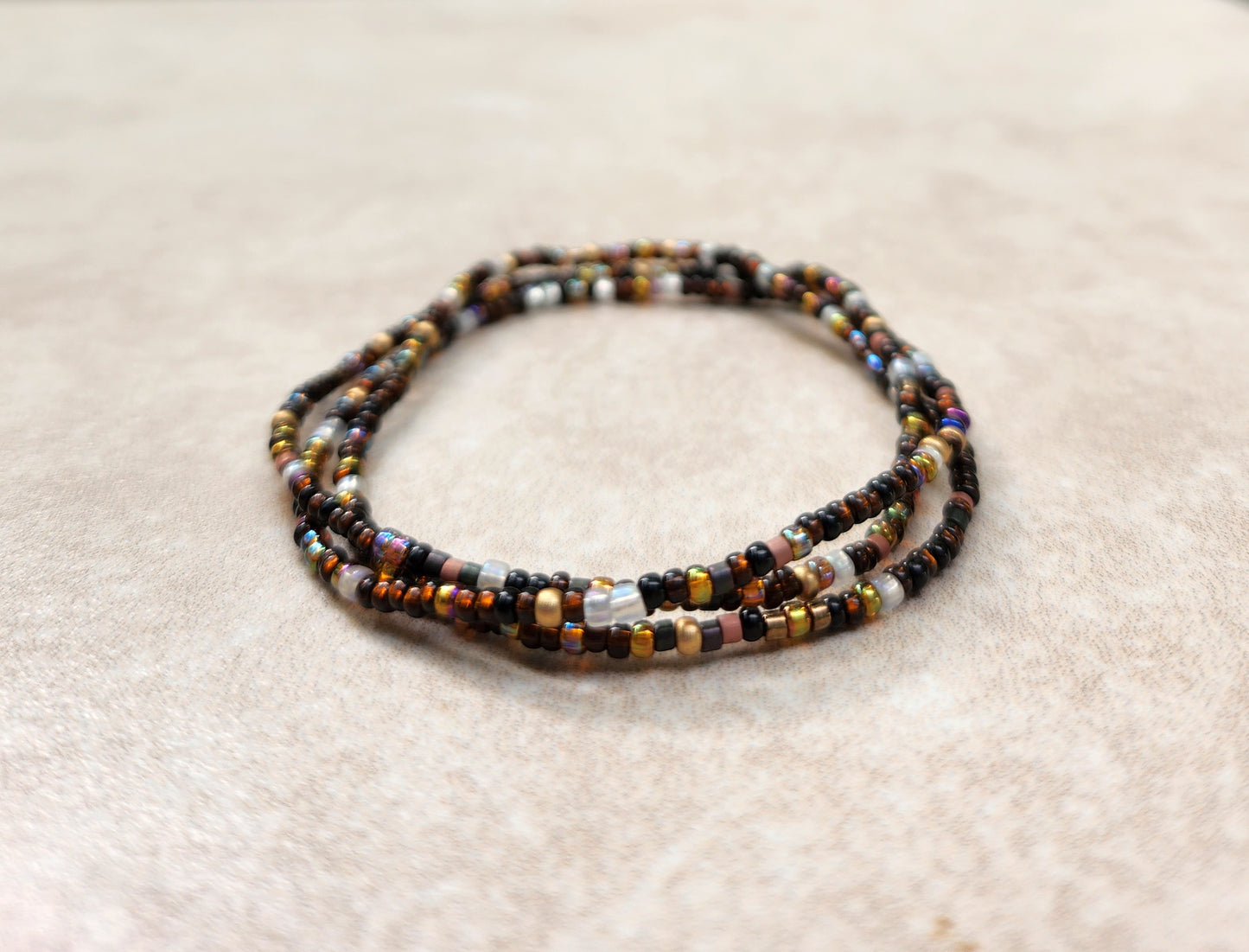 11/0 Galaxy Set of 3 Tiny Stretch Stackable Seed bead bracelet set