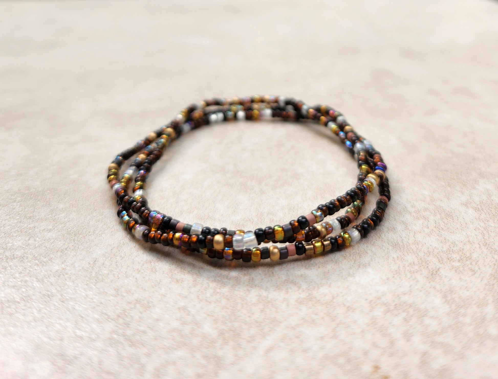 11/0 Galaxy Set of 3 Tiny Stretch Stackable Seed bead bracelet set