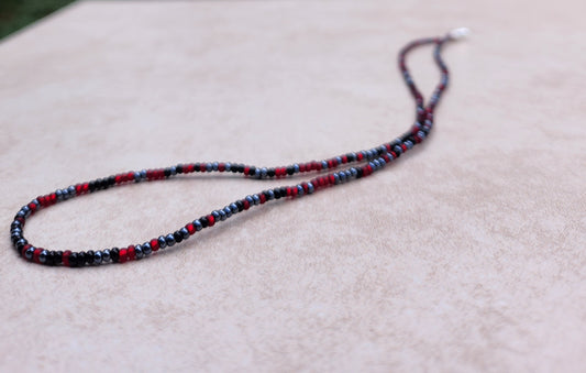 11/0 Edge necklace tiny seed bead necklace, matte garnet, gunmetal, black seed bead necklace