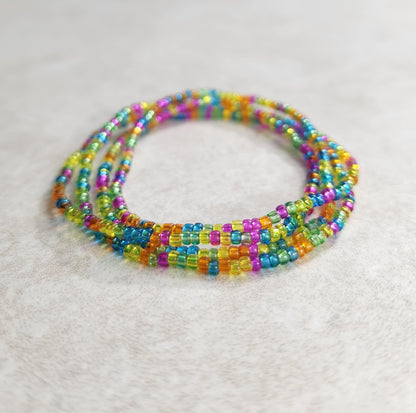 11/0 -25 Inch-Tropica Haven translucent tiny seed bead wrap bracelet