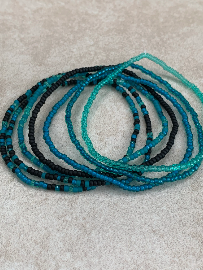 11/0 The Abyss Japanese stretch seed bead bracelet set, dainty elastic seed bead bracelets