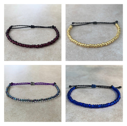 6/0 Individual Beaded Wax String Bracelets, beaded surfer bracelets