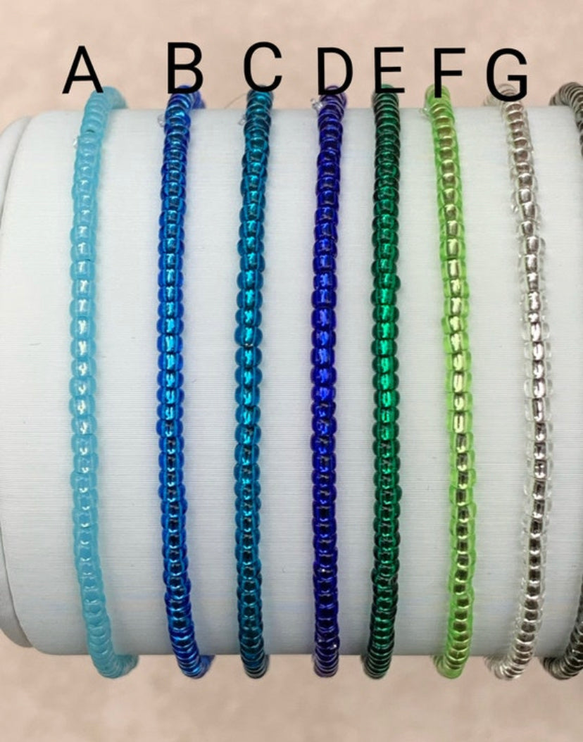 11/0 Set of 3 Mixed Blend tiny stretch seed bead bracelets, blue blend –  MistyRayneCreations