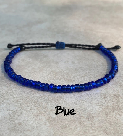 6/0 Individual Beaded Wax String Bracelets, beaded surfer bracelets