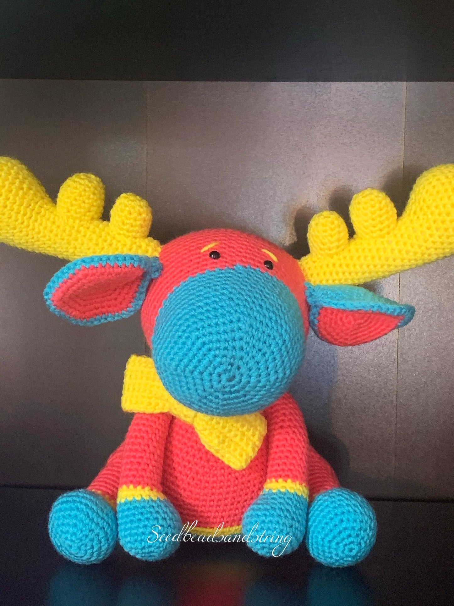 Amigurumi stuffed moose,stuffed animals, pink, blue, yellow moose, moose stuffed animal, crochet moose, plush moose, stuffed crochet elk