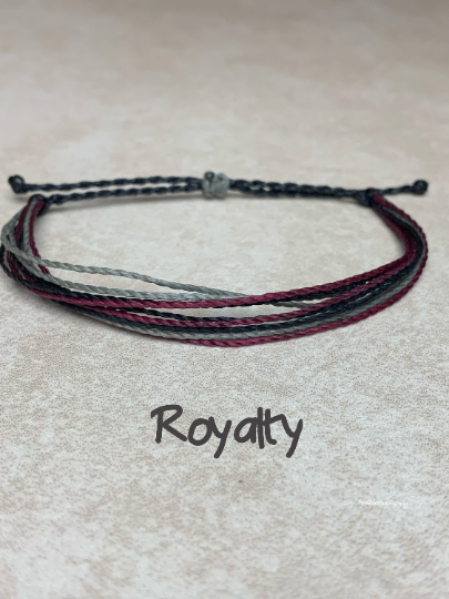 Royalty Waxed String Bracelet, waterproof adjustable waxed string bracelet